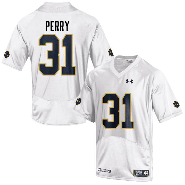 Men's NCAA Notre Dame Fighting Irish #31 Spencer Perry Stitched College Under Armour Authentic White Football Jersey CA10I42ME